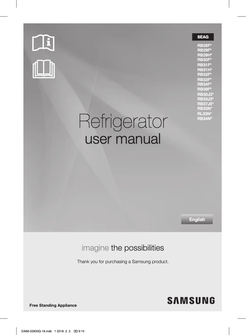 Page 1 de la notice Manuel utilisateur Samsung RB30J3005BC