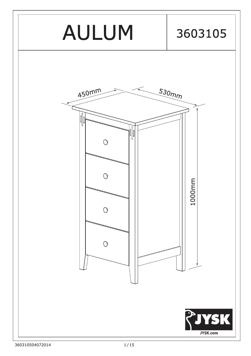 Página 1 del manual Manual de usuario JYSK Aulum (53x100x45)