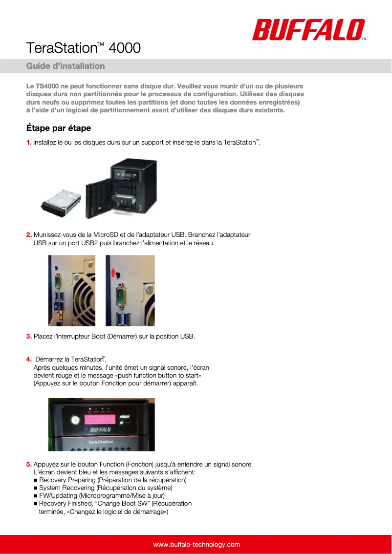 Imagen de la primera página del manual del dispositivo TeraStation 4400D