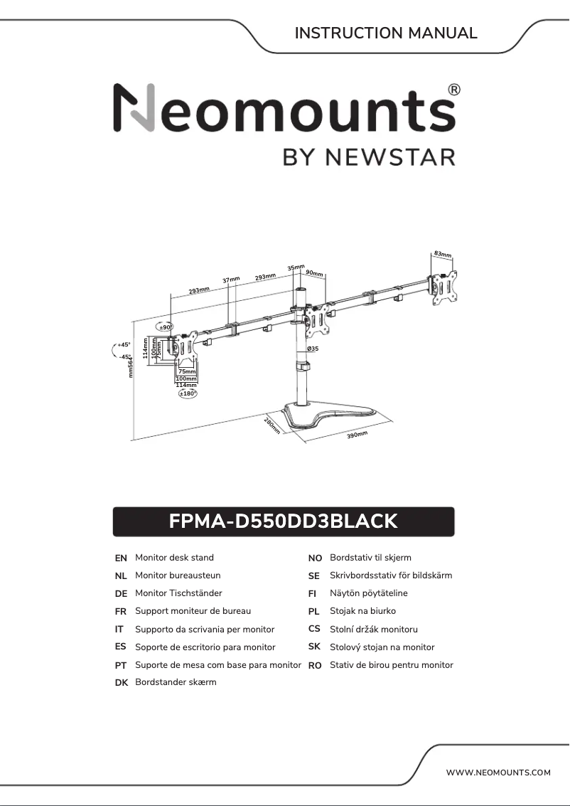 Page 1 de la notice Manuel utilisateur Newstar FPMA-D550DD3BLACK