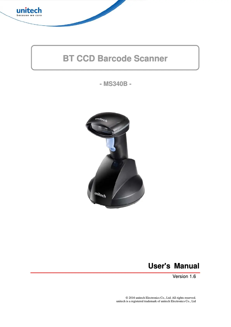 Page 1 de la notice Manuel utilisateur Unitech MS340B