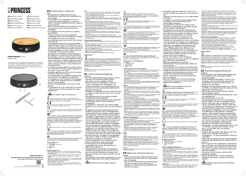 Page 1 de la notice Manuel utilisateur Princess Deluxe 492235