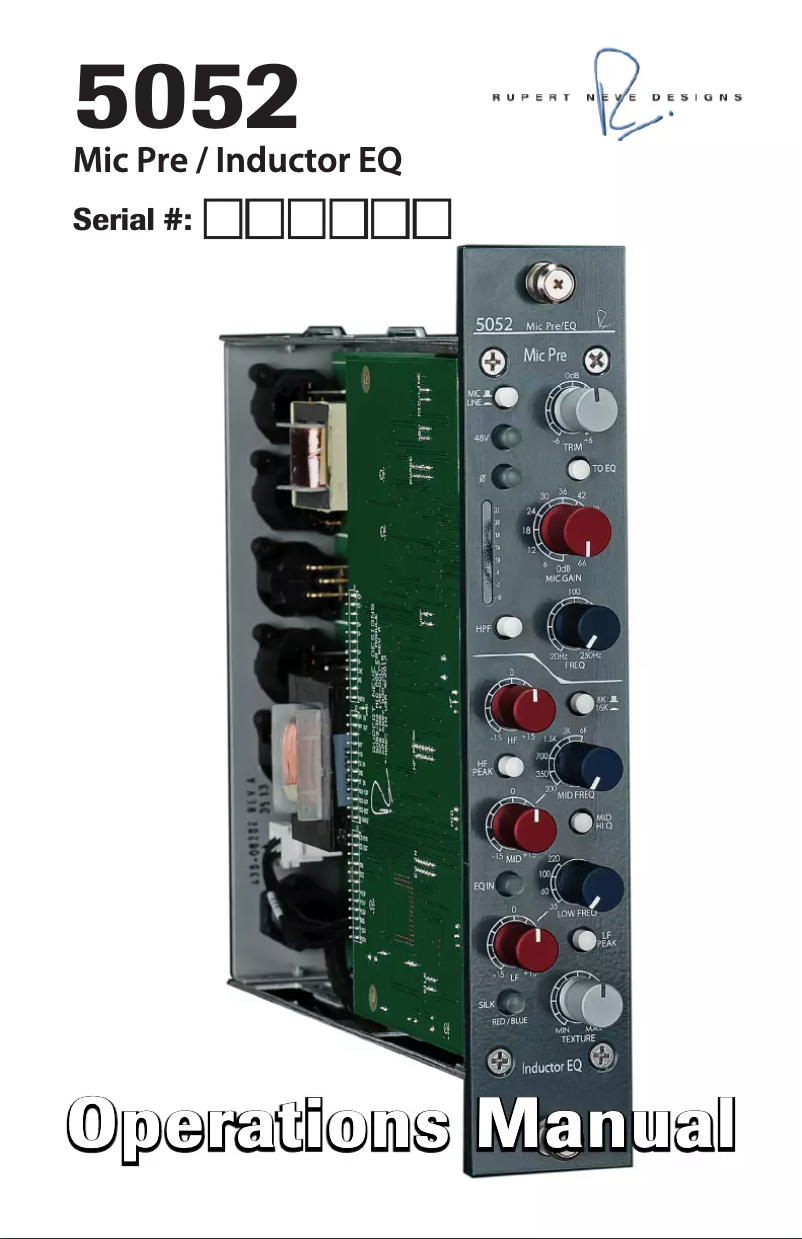 Page 1 de la notice Manuel utilisateur Rupert Neve Designs 5052