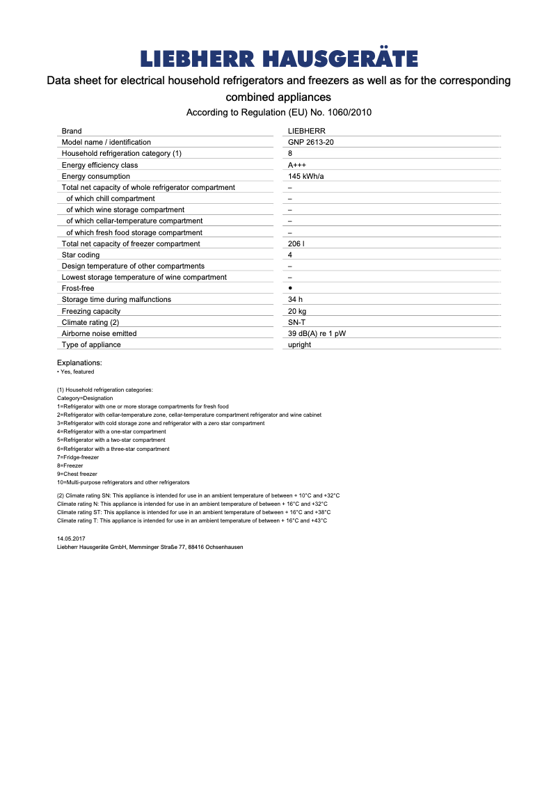 Page 1 de la notice Manuel utilisateur Liebherr GNP 2613 Comfort NoFrost