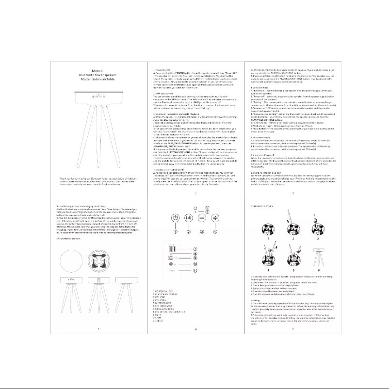 Image de la première page du manuel de l'appareil AirTable (AW)