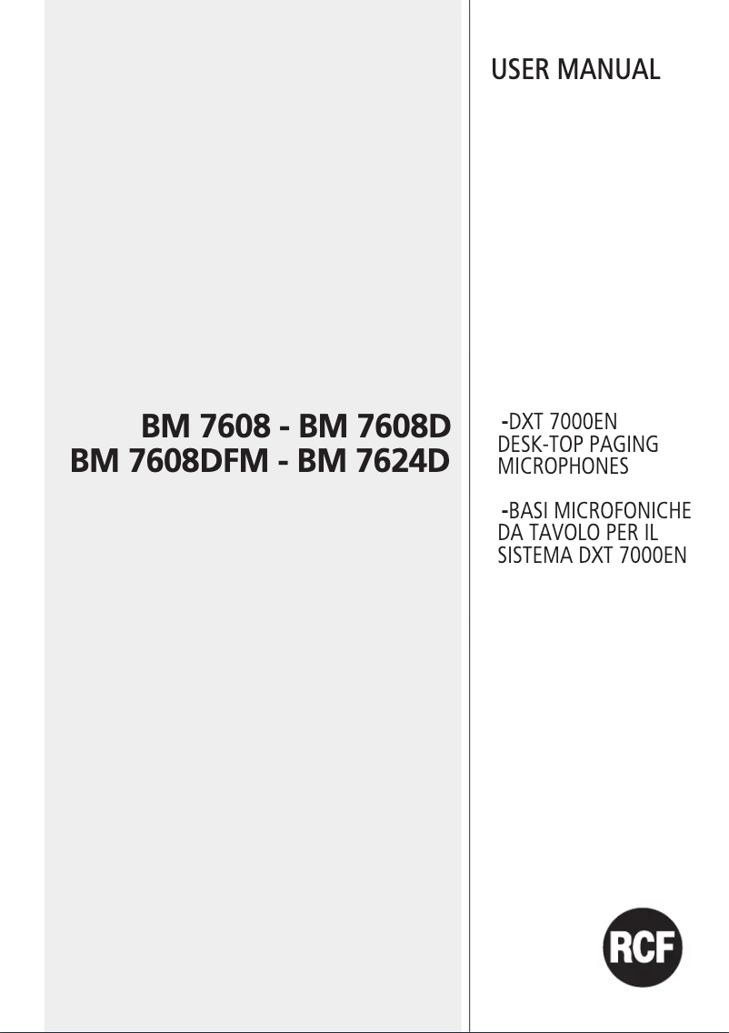 Page n°1 - Manuel utilisateur RCF BM 7608DFM