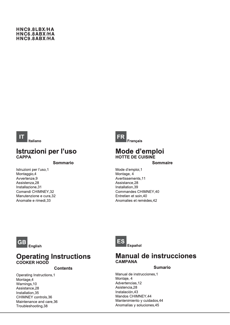 Image de la première page du manuel de l'appareil HNC 6.8 AB X/HA
