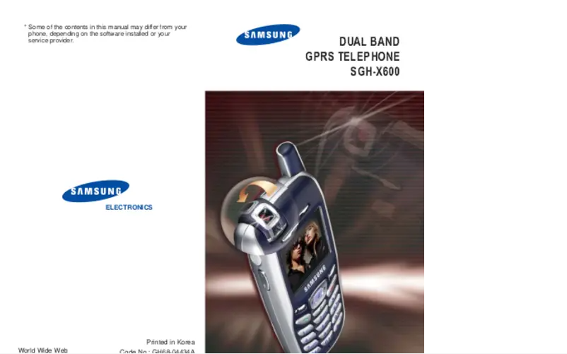 Image de la première page du manuel de l'appareil X600