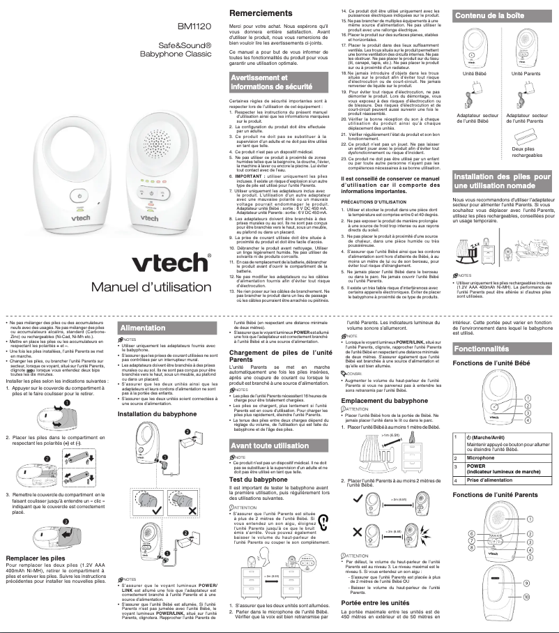 Page n°1 - Manuel utilisateur Vtech Safe & Sound BM1120