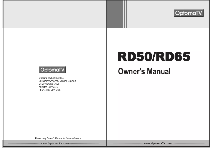 Page n°1 - Manuel utilisateur Optoma RD50