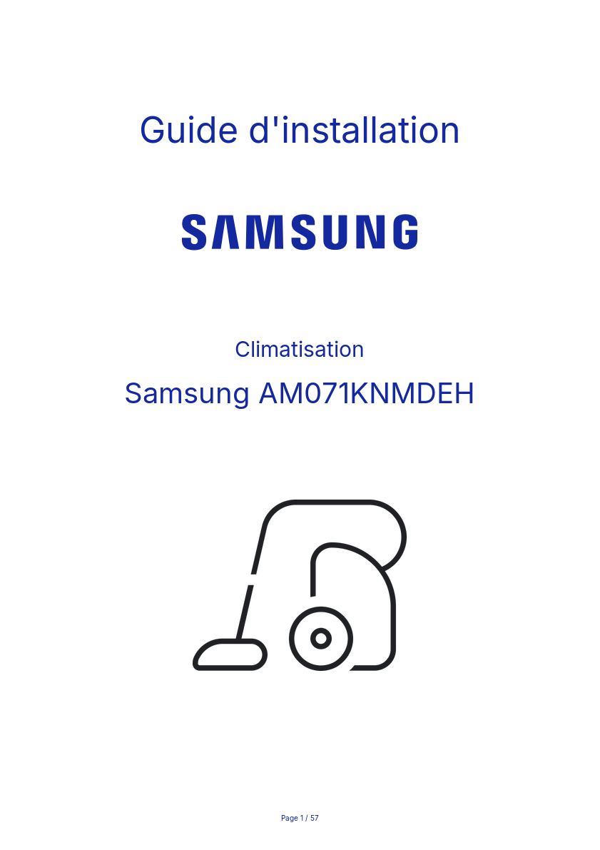 Page n°1 - Guide d'installation Samsung AM071KNMDEH