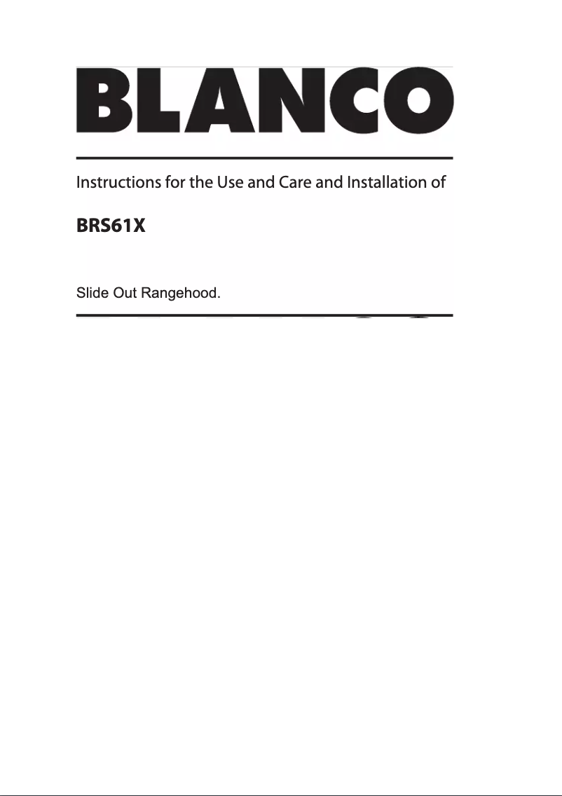 Page n°1 - Manuel utilisateur BLANCO BRS61X