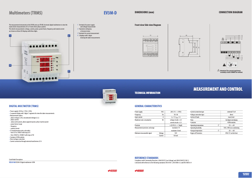 Page n°1 - Fiche technique Vemer EV3M-D