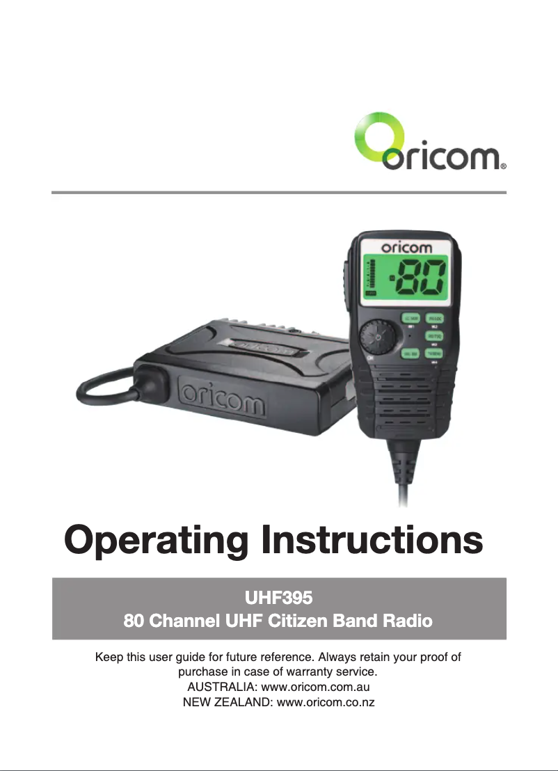 Image de la première page du manuel de l'appareil UHF395