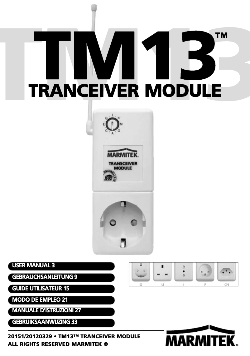 Page 1 de la notice Manuel utilisateur Marmitek TM13