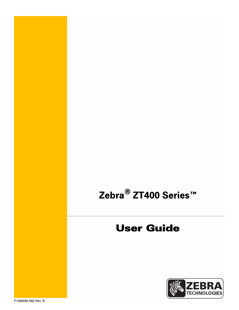 Page n°1 - Manuel utilisateur Zebra ZT410