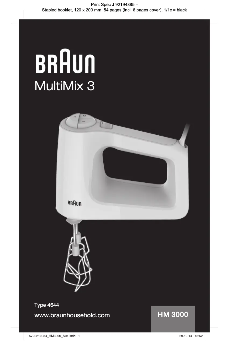 Image de la première page du manuel de l'appareil MultiMix 3 HM 3000