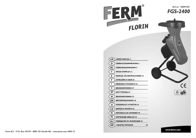 Page 1 de la notice Manuel utilisateur Ferm FGS-2400