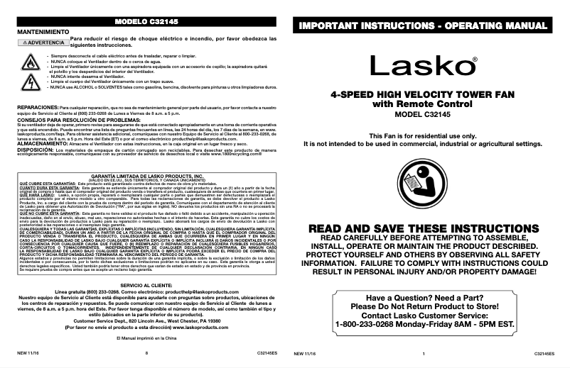 Imagen de la primera página del manual del dispositivo C32145