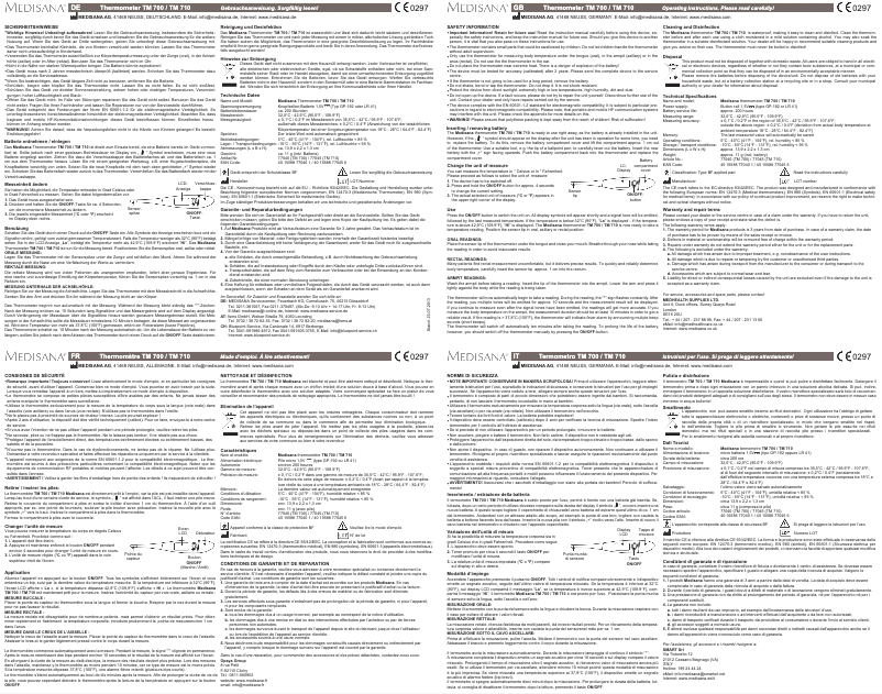 Image de la première page du manuel de l'appareil TM 710