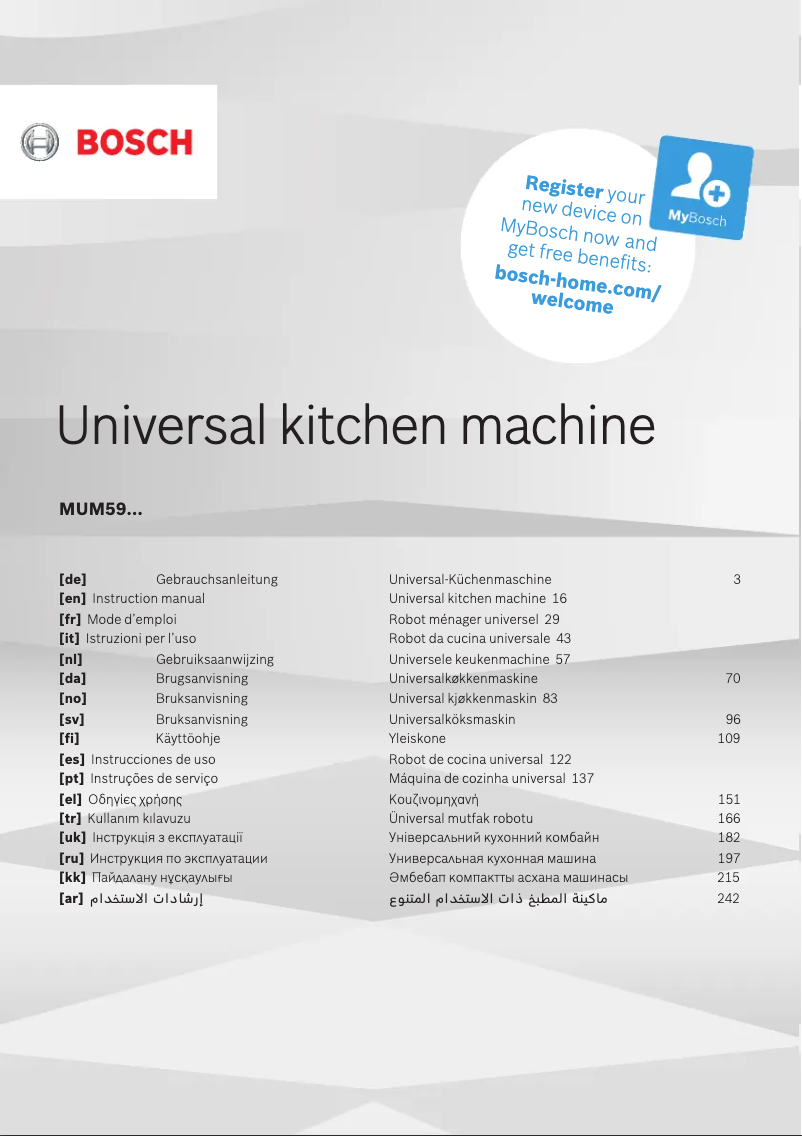 Page n°1 - Manuel utilisateur Bosch MUM5934D