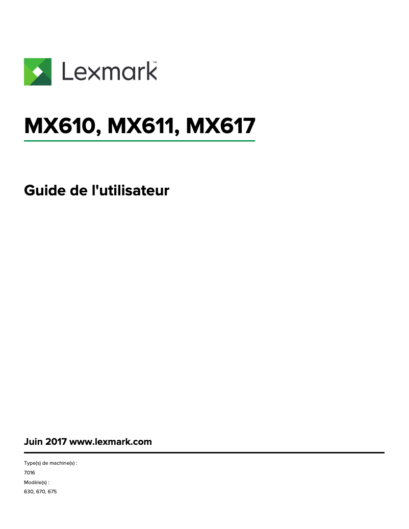 Page 1 de la notice Manuel utilisateur Lexmark MX611
