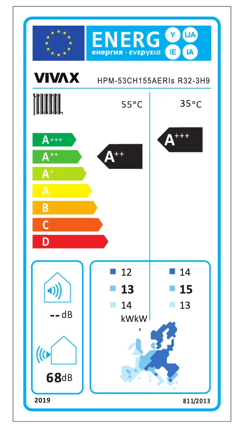 Page n°1 - Label énergétique Vivax HPM-53CH155AERIs