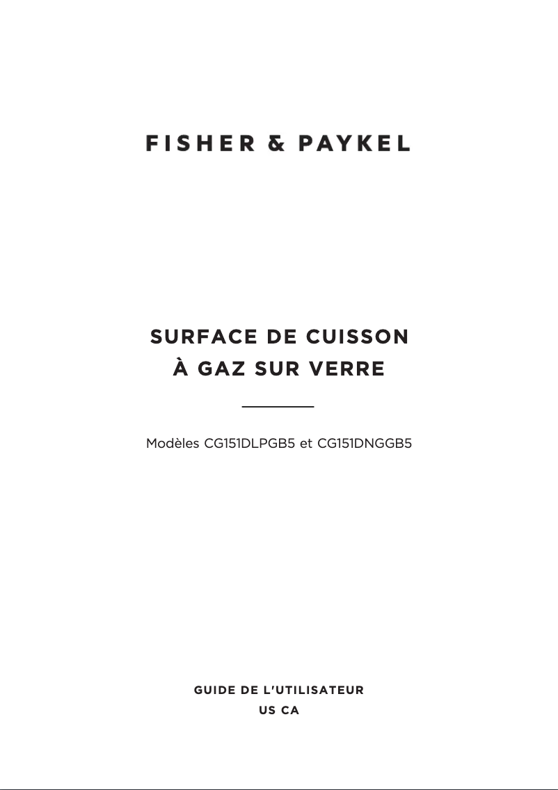 Page 1 de la notice Manuel utilisateur Fisher & Paykel CG151DNGGB5