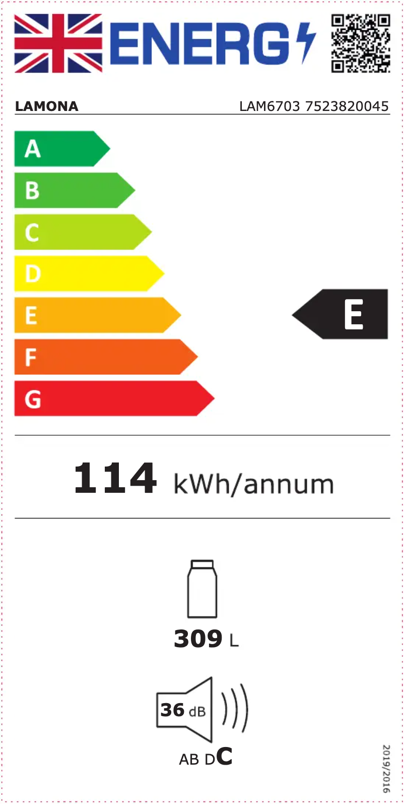 Page n°1 - Label énergétique Lamona LAM6703