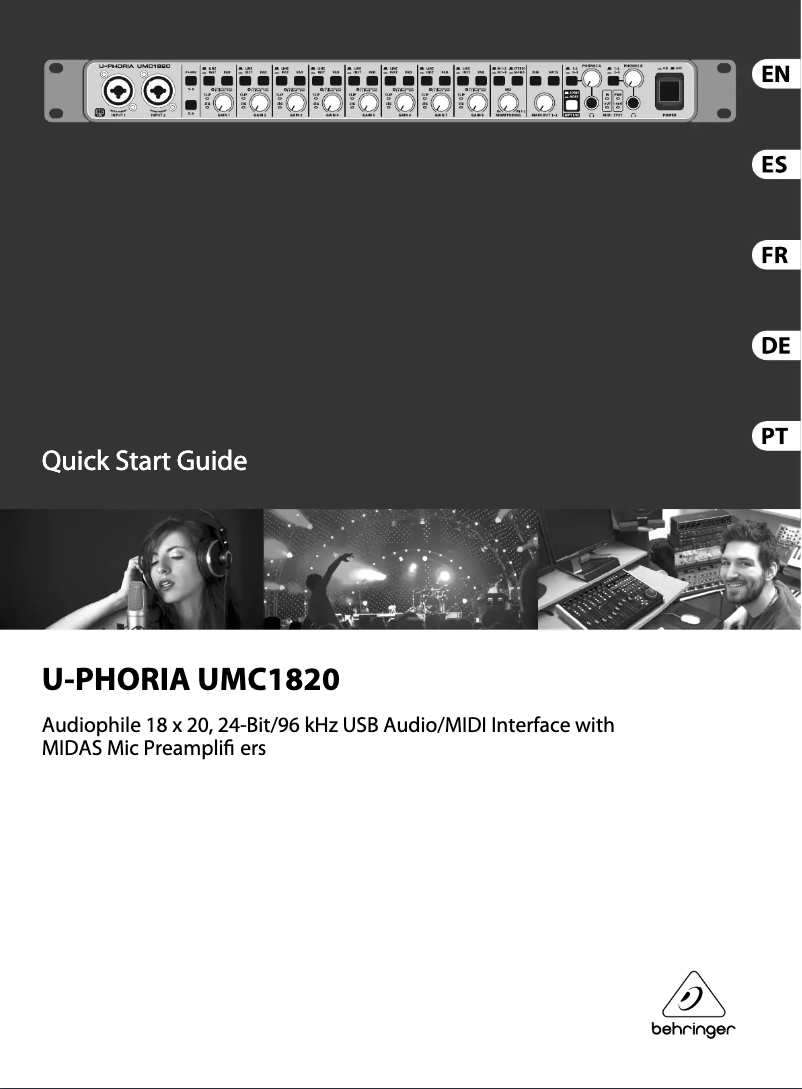 Page n°1 - Manuel utilisateur Behringer U-PHORIA UMC1820