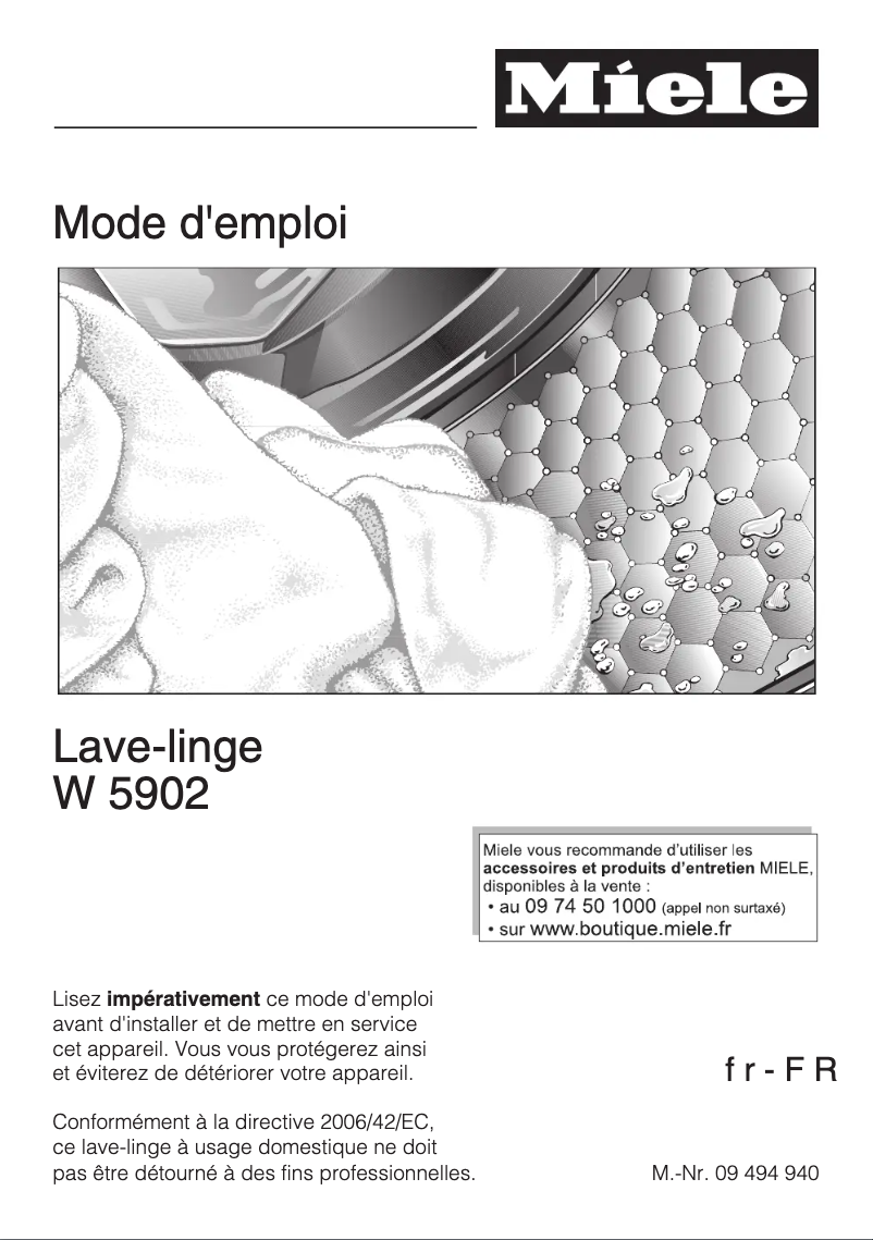 Page 1 de la notice Manuel utilisateur Miele W 5902