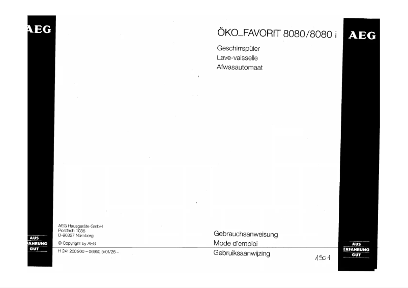 Page 1 de la notice Manuel utilisateur AEG Favorit 8080