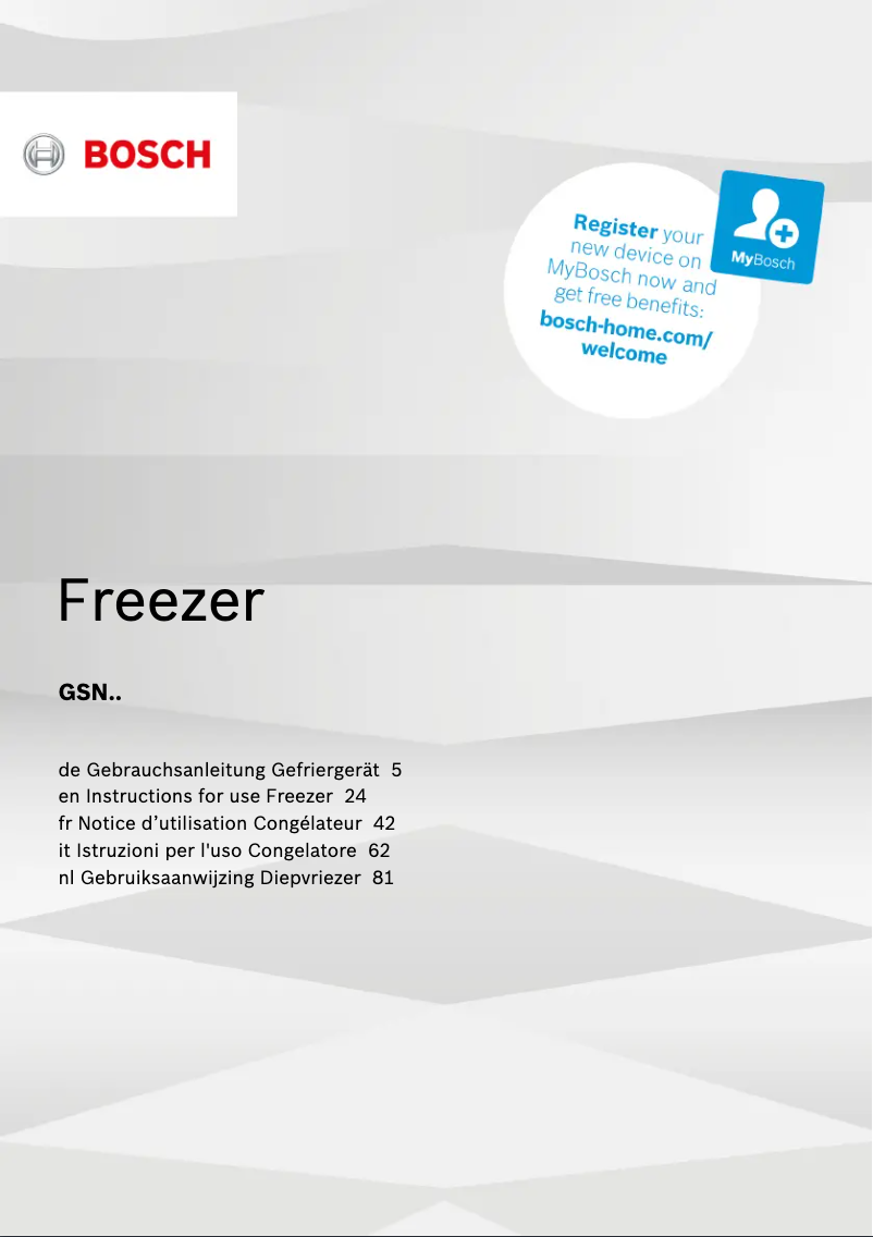 Page n°1 - Manuel utilisateur Bosch GSN29EW3V