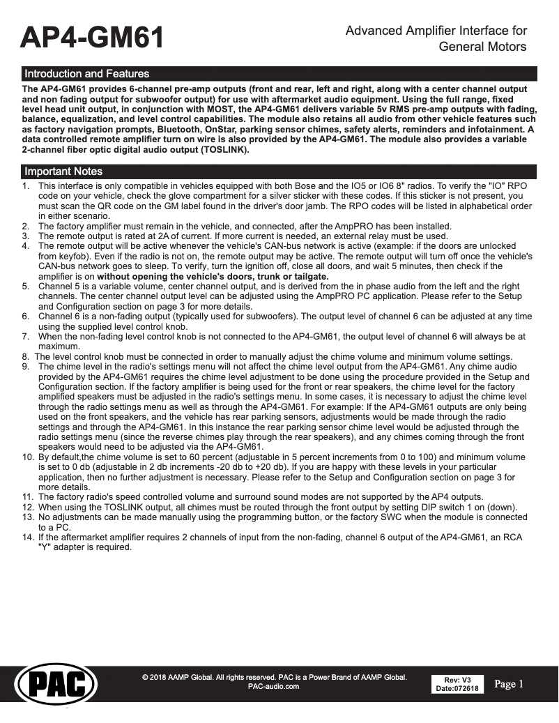 Página 1 del manual Manual de usuario PAC AP4-GM61