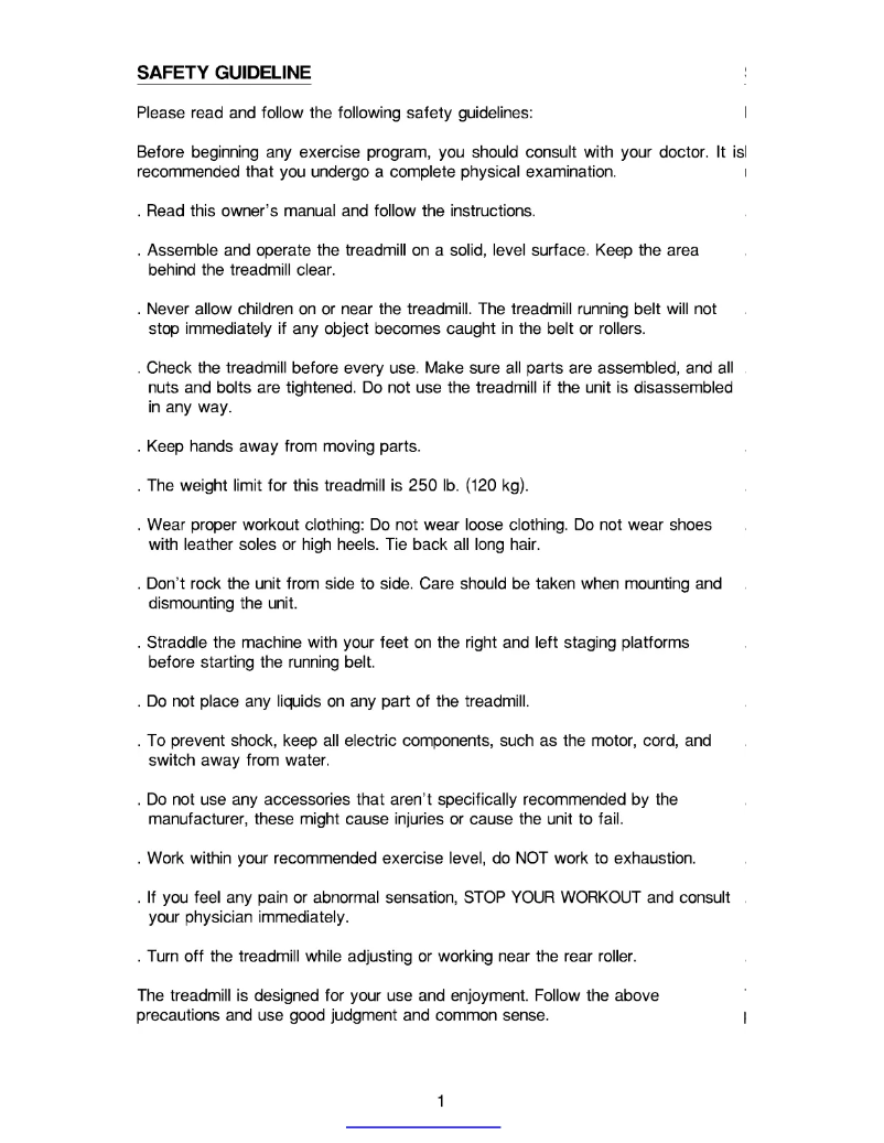 Page 1 de la notice Manuel utilisateur SportsArt 1098F