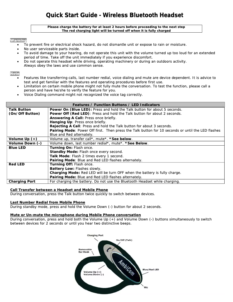 Image de la première page du manuel de l'appareil BT - HS