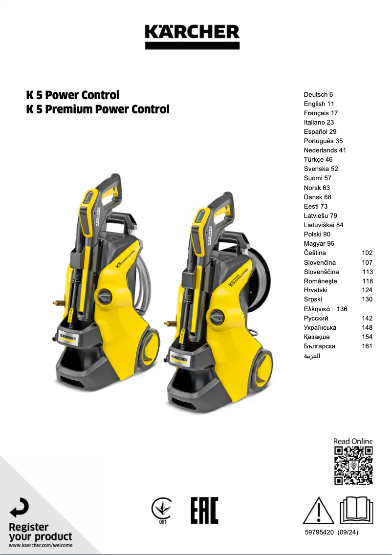 Page n°1 - Manuel utilisateur Kärcher K5 Power Control