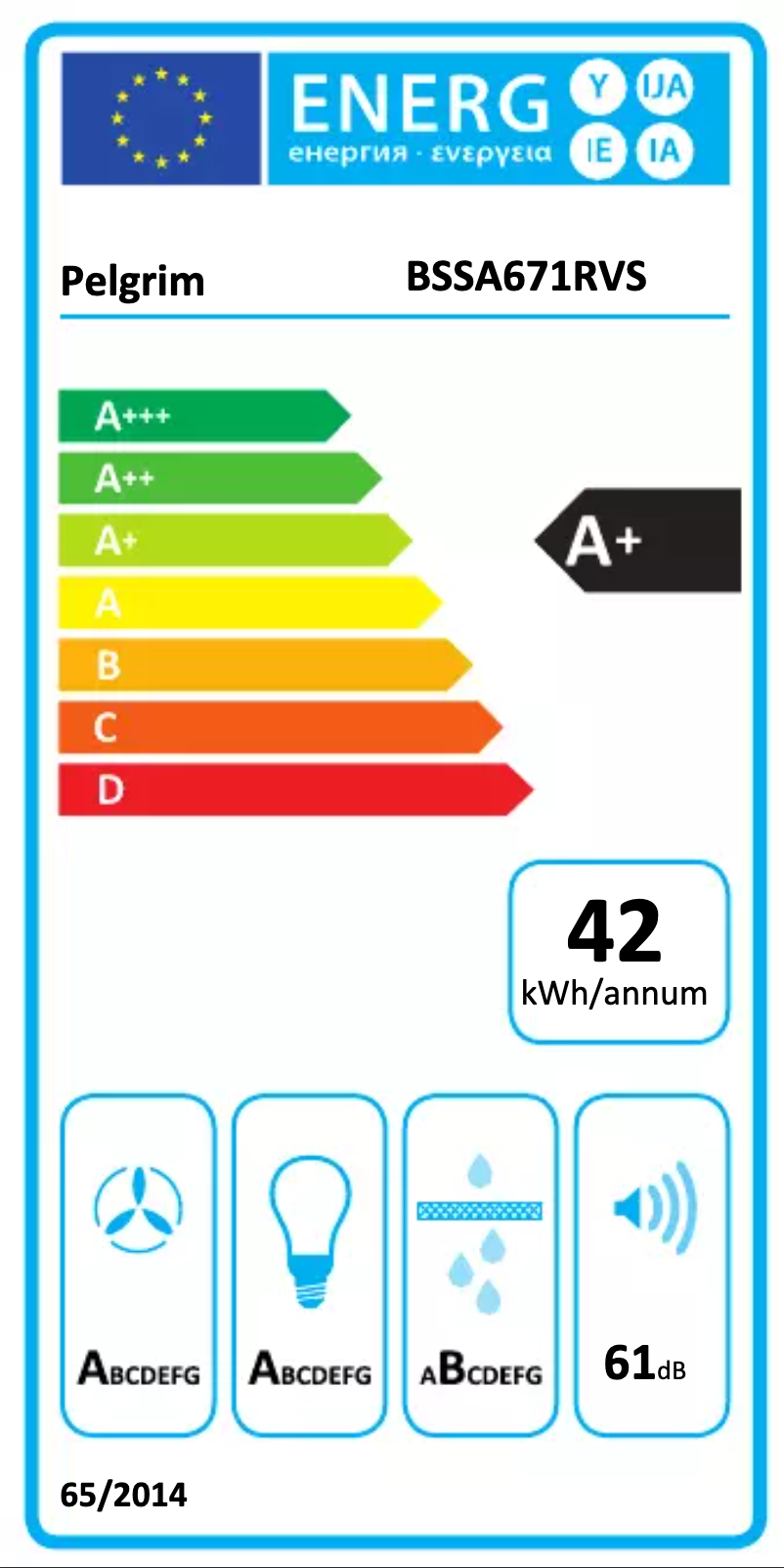 Page n°1 - Label énergétique Pelgrim BSSA971RVS