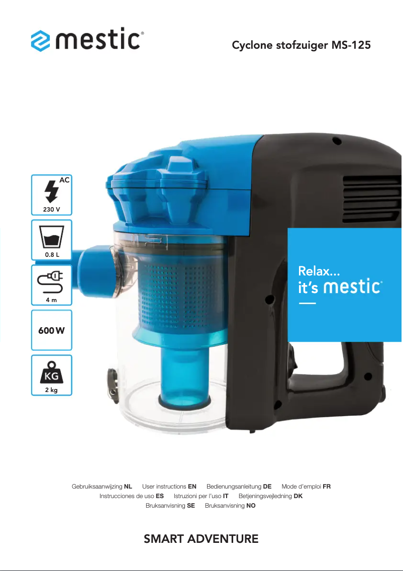 Page 1 de la notice Manuel utilisateur Mestic MS-125