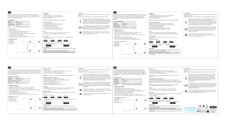 Page n°1 - Manuel utilisateur Silvergear Talking Scale