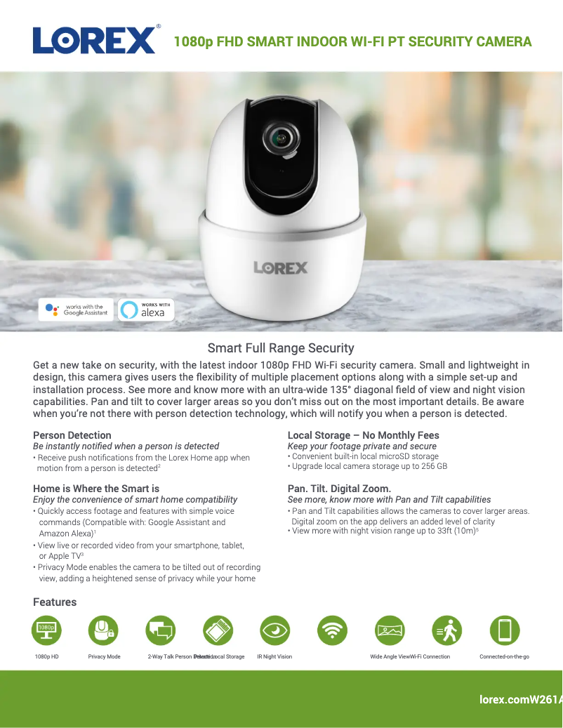 Página 1 del manual Ficha técnica Lorex W261AQ