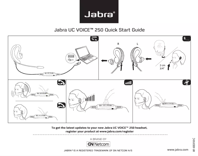 Page 1 de la notice Manuel utilisateur Jabra UC Voice 250