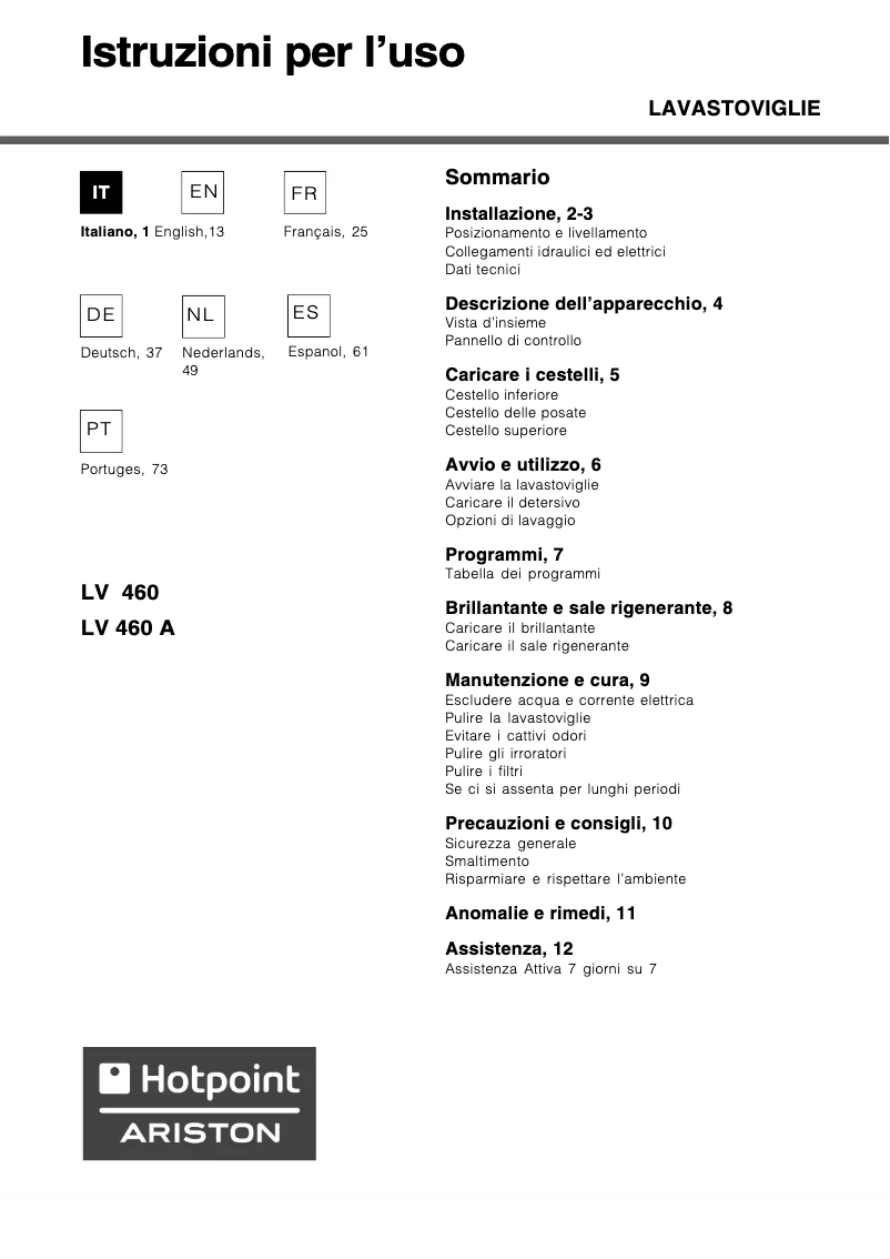 Page n°1 - Manuel utilisateur Hotpoint Ariston LV 460 IX C HA