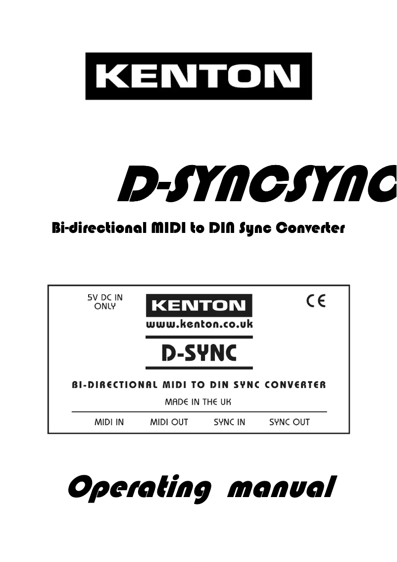 Page n°1 - Manuel utilisateur Kenton D-Sync