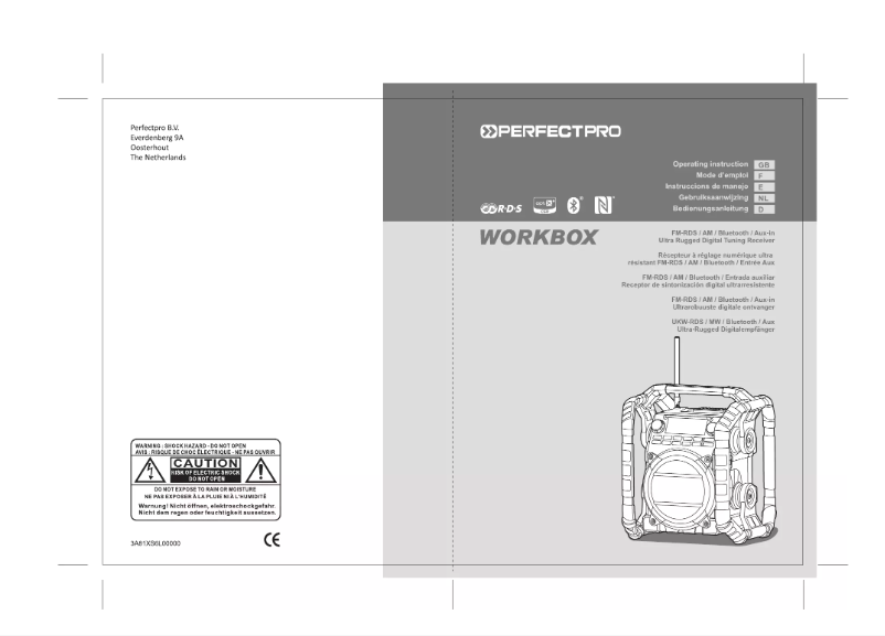 Page n°1 - Manuel utilisateur PerfectPro Workbox