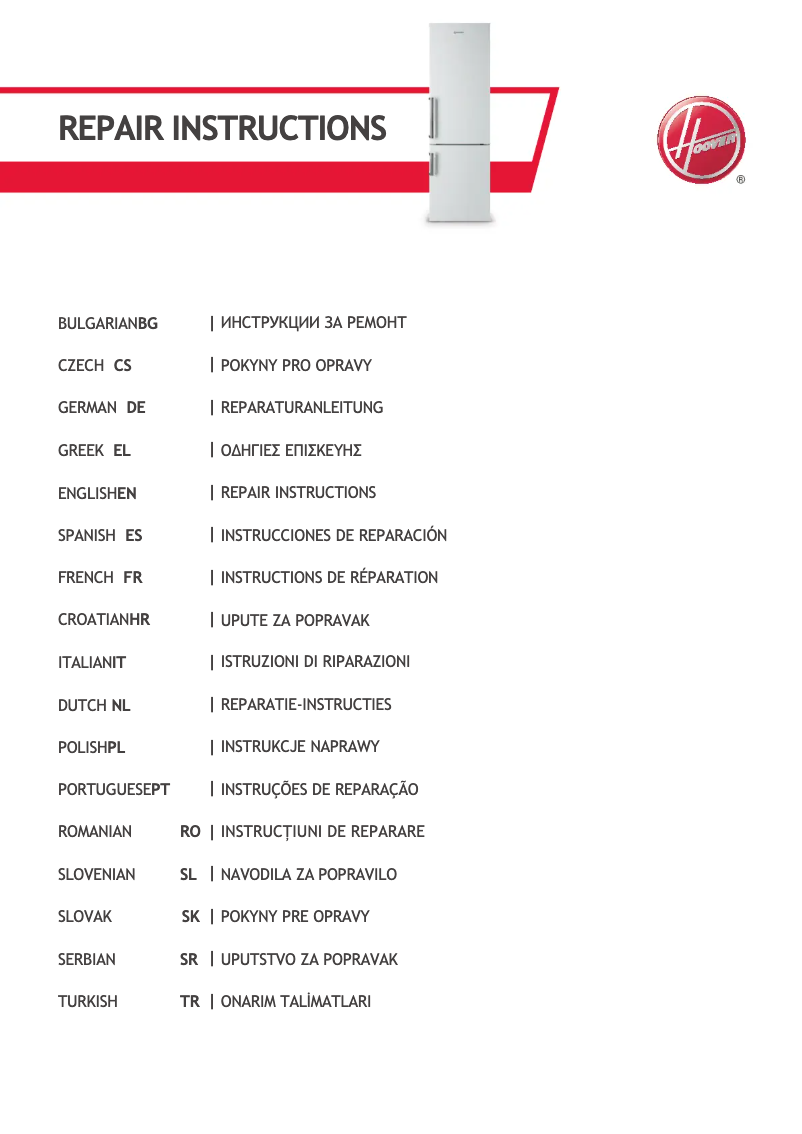 Page 1 de la notice Manuel utilisateur Hoover HOB50S518FK