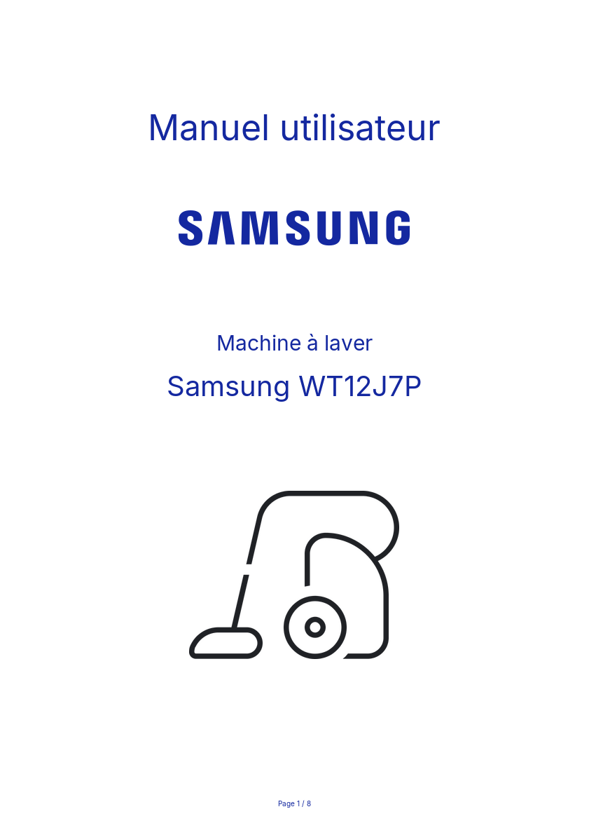 Page n°1 - Manuel utilisateur Samsung WT12J7P