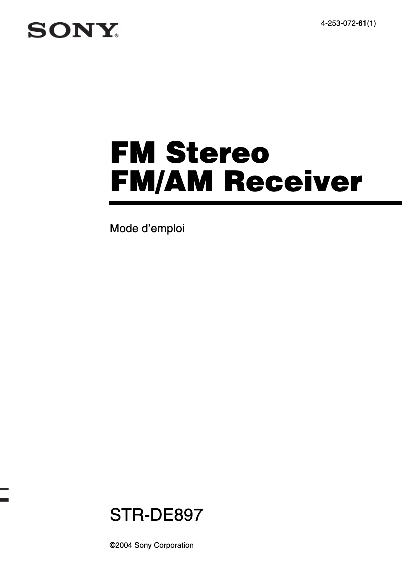 Image de la première page du manuel de l'appareil STR-DE897