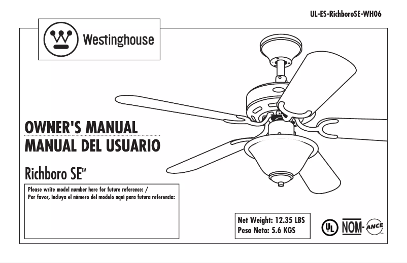 Page n°1 - Manuel utilisateur Westinghouse Richboro SE