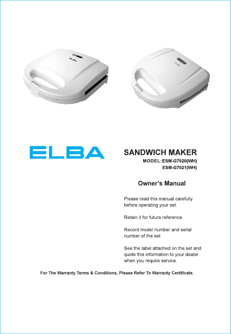 Page n°1 - Manuel utilisateur Elba ESM-G7021(WH)